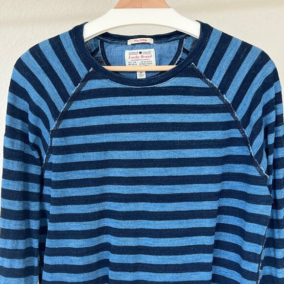 Lucky Brand Other - Lucky Brand True Indigo Blue Striped Cotton Long Sleeve Raglan Medium